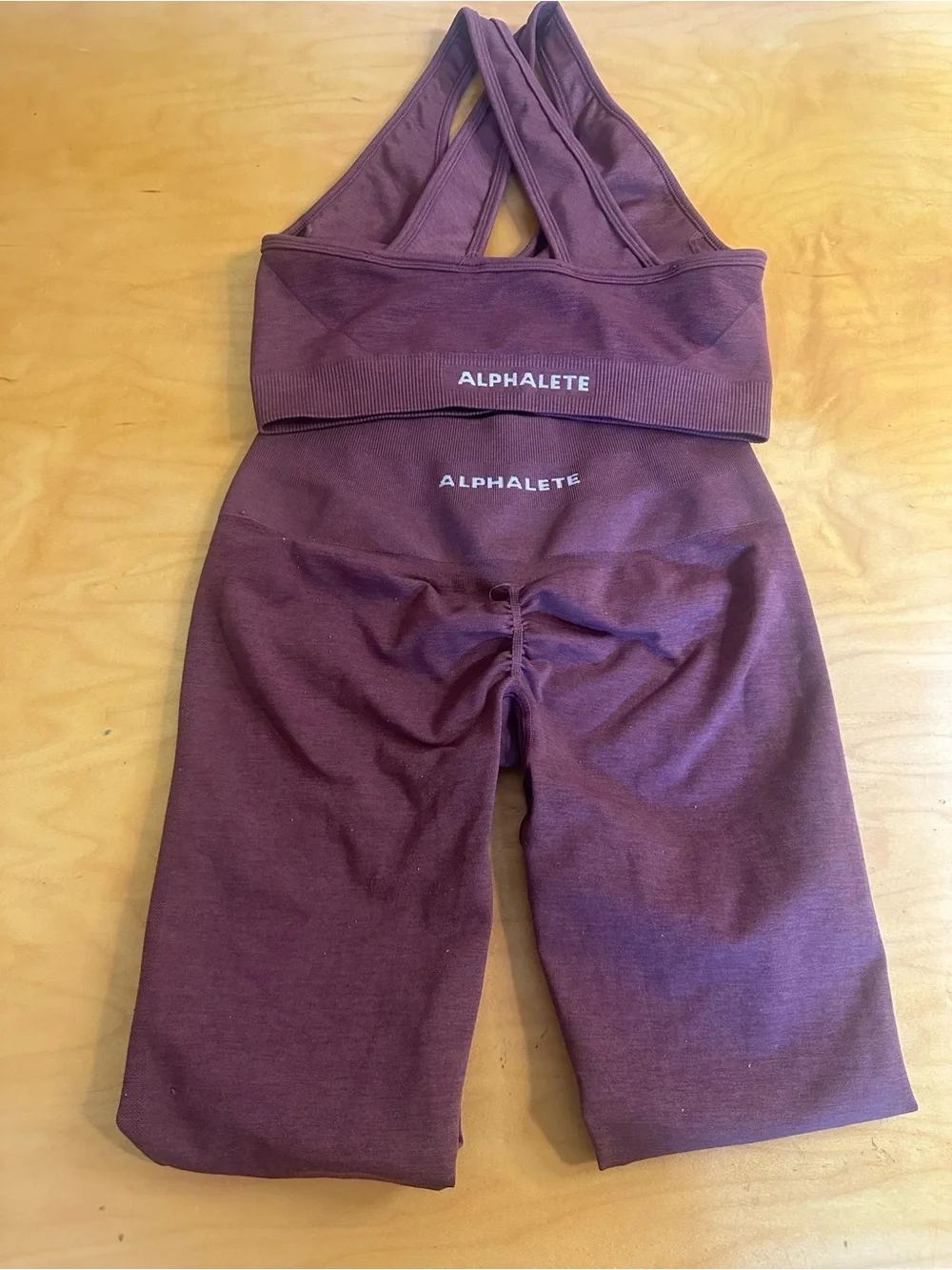 Alphalete Amplify Workout Set Bra Top and Seamless Leggings Dusty Rose Medium